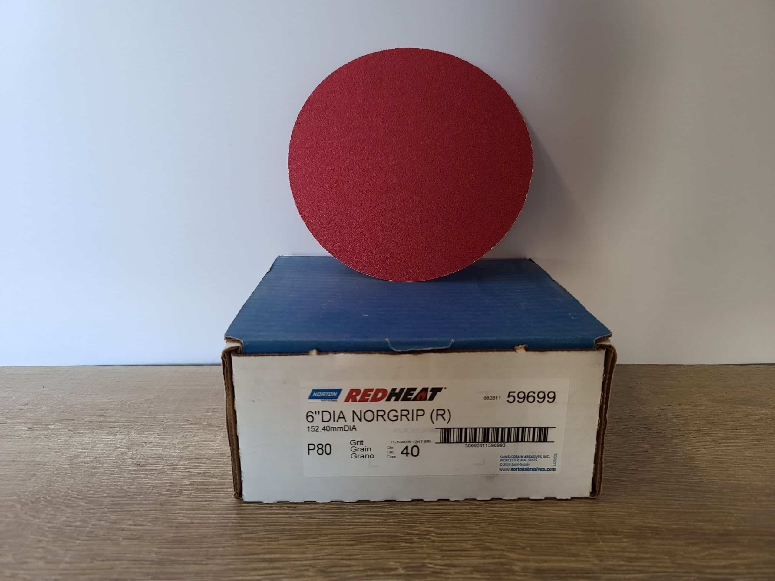 norton 6" red heat sandpaper disc
