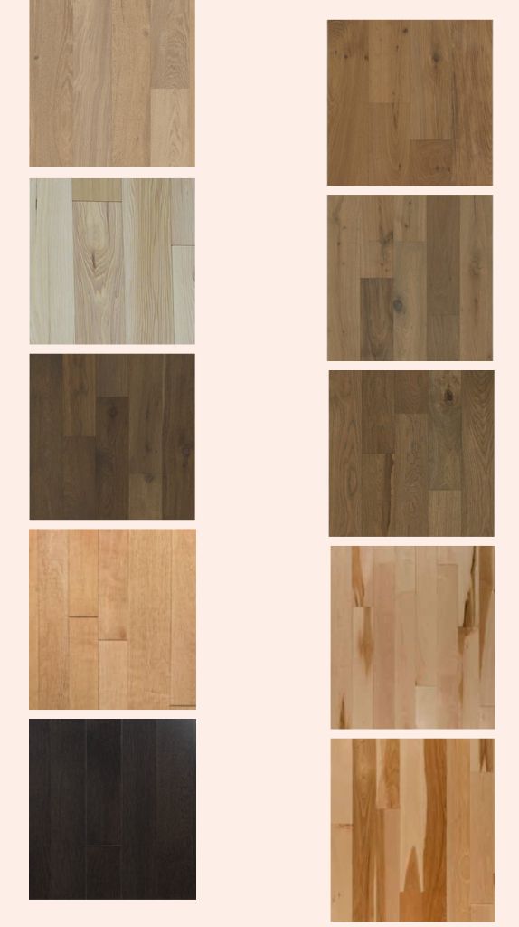 Engineered Hardwood Flooring Various engineered hardwood flooring options in different wood species, colors, and finishes, showcasing light, medium, and dark tones available in Atlanta.